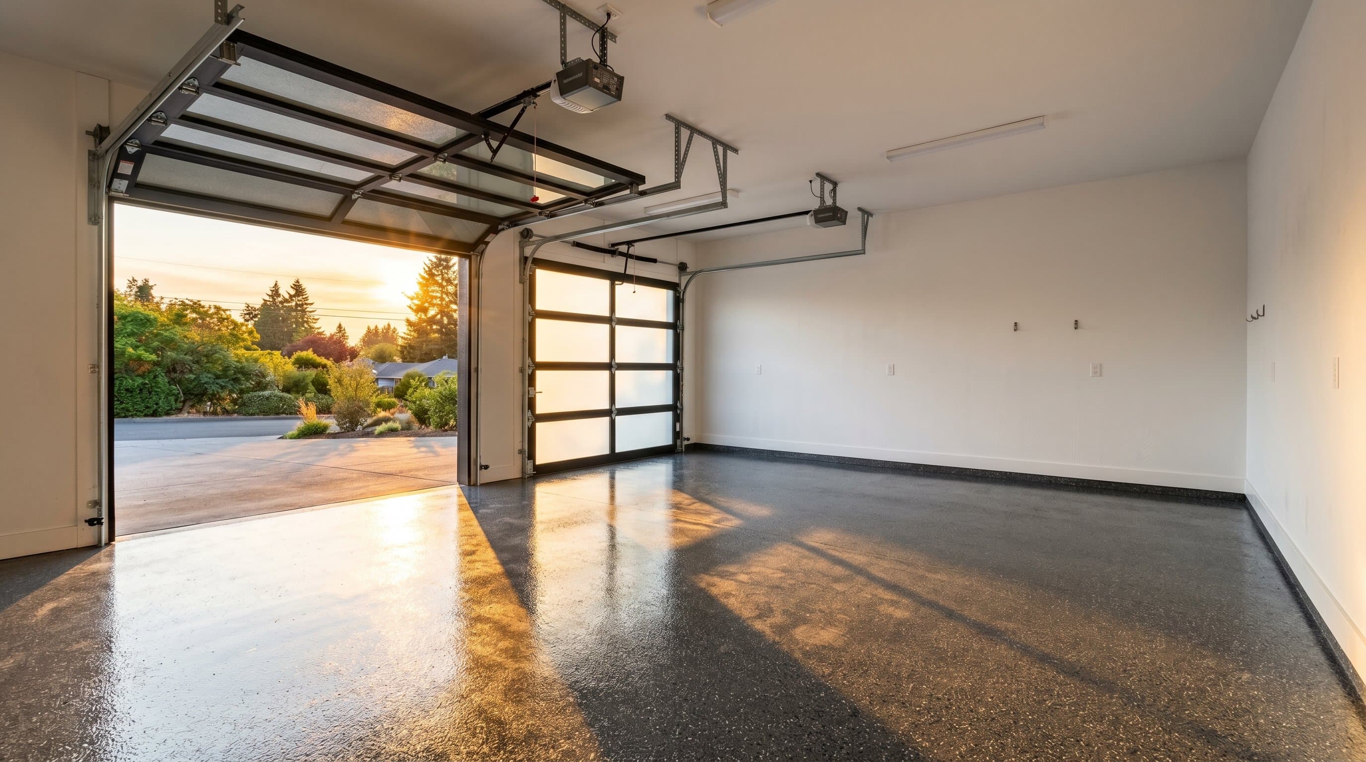 Ann Arbor garage with slate flake under polyaspartic topcoat.